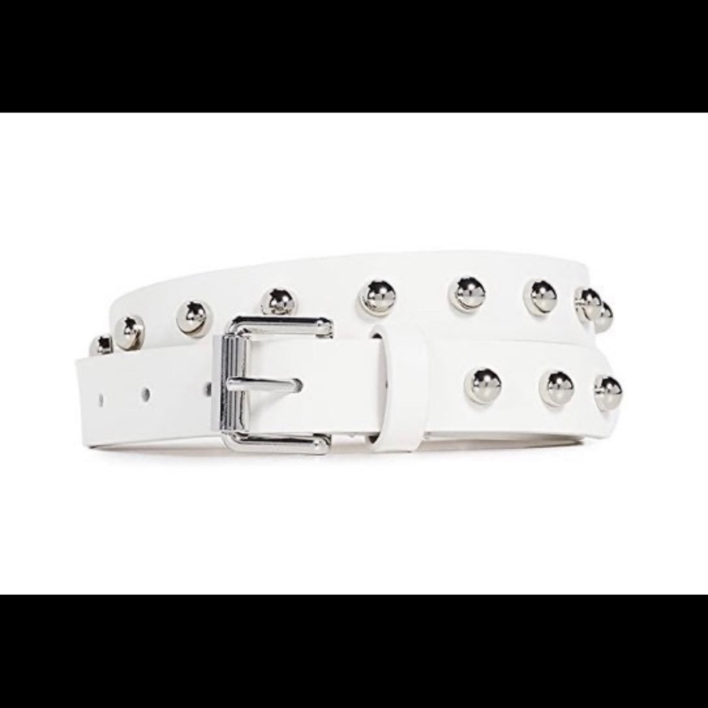 REBECCA Minkoff White Leather studded Belt Large L